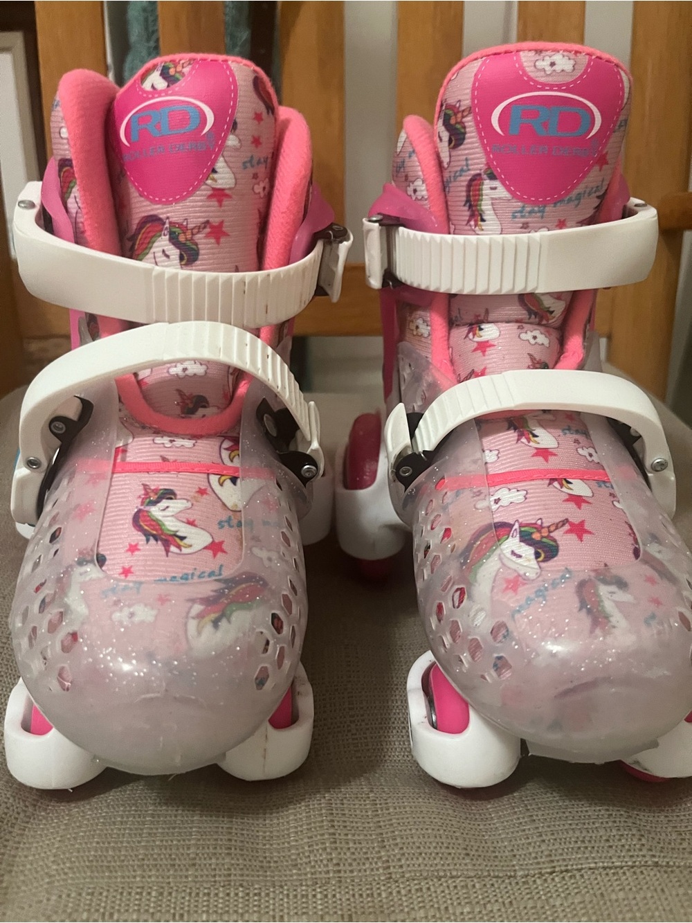 Kids Pink Roller Derby Unicorn Adjustable Roller Skates